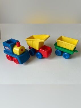 Little Tikes Creative Railway Train Engine, Train Car, And Dump Truck No People